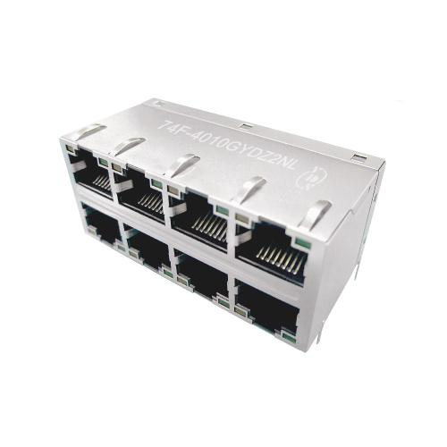 74F Series 2x4 Port 10/100/1000 Base-T TAB Up & Down RJ45 Jack With Magnetics